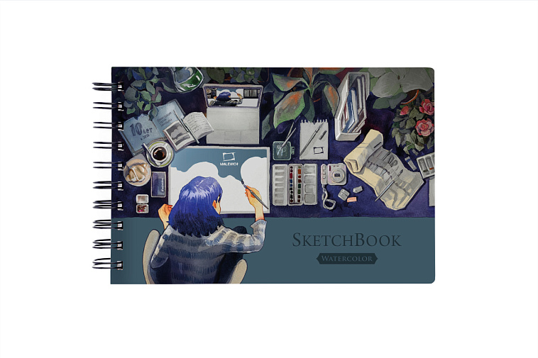 Скетчбук для акварели Малевичъ "Monet" Юбилейный, вертикальный 20 л 300 г, 100% хлопок 606x758